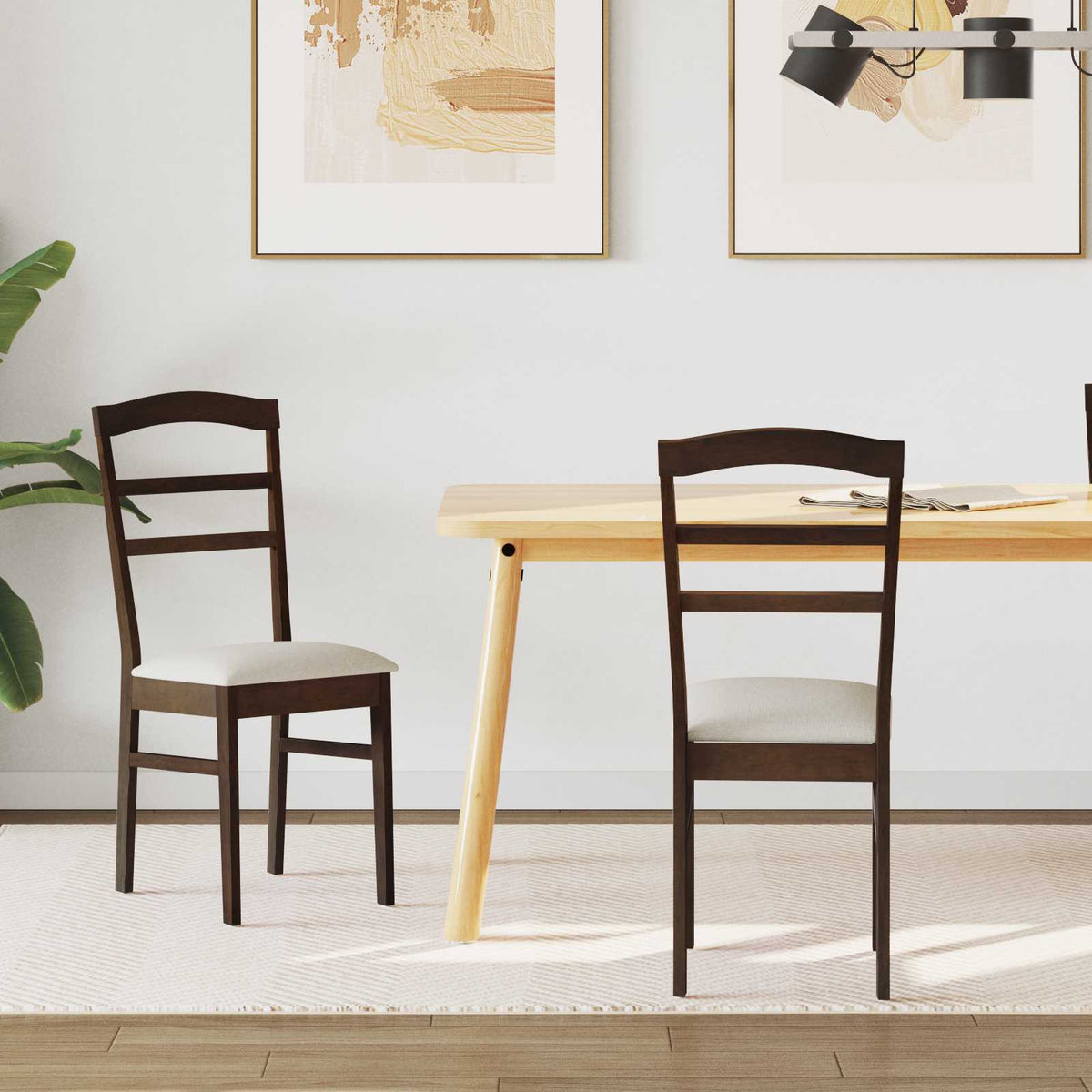 Eetkamerstoel 2 Pcs En Licht Massief Rubberhout