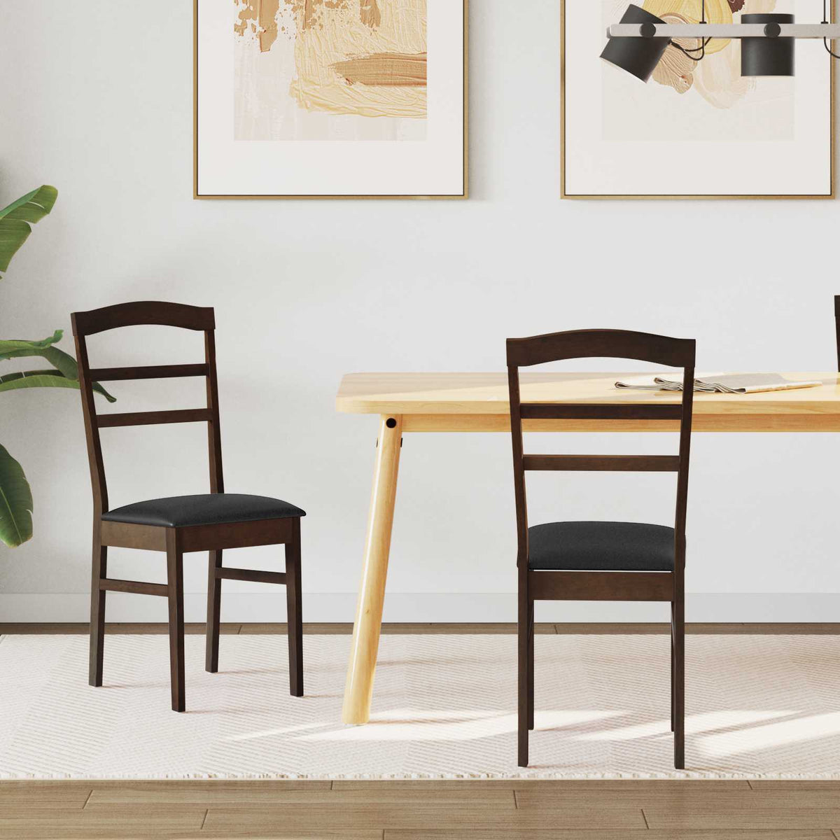 Eetkamerstoel 2 Pcs En Licht Massief Rubberhout