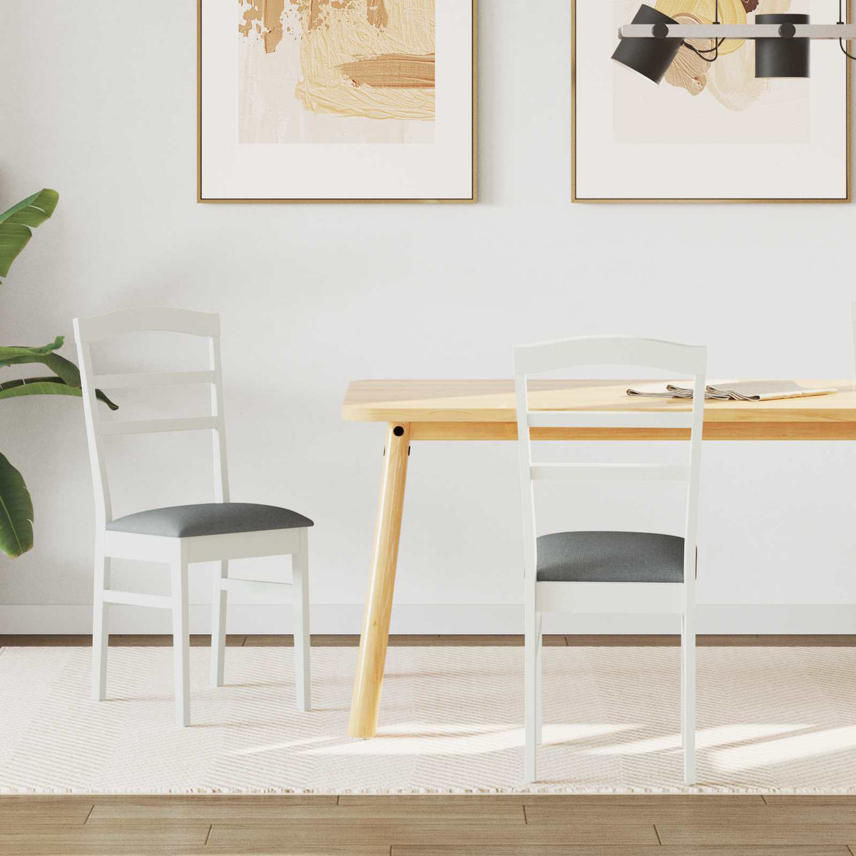Eetkamerstoel 2 Pcs En Licht Massief Rubberhout