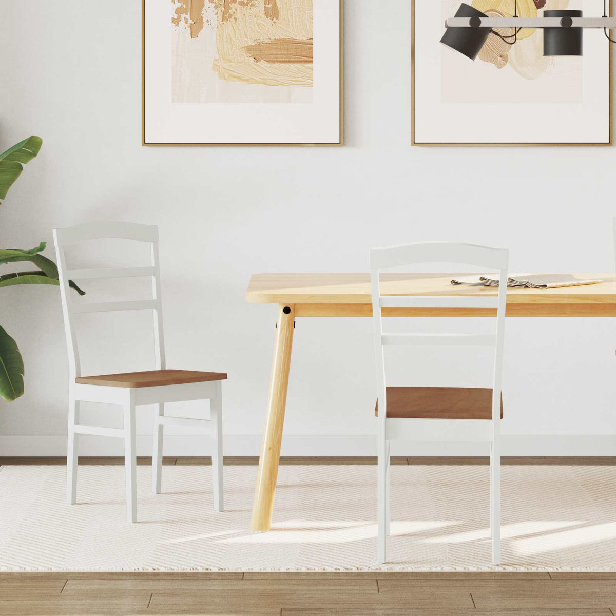 Eetkamerstoel 2 Pcs En Licht Massief Rubberhout