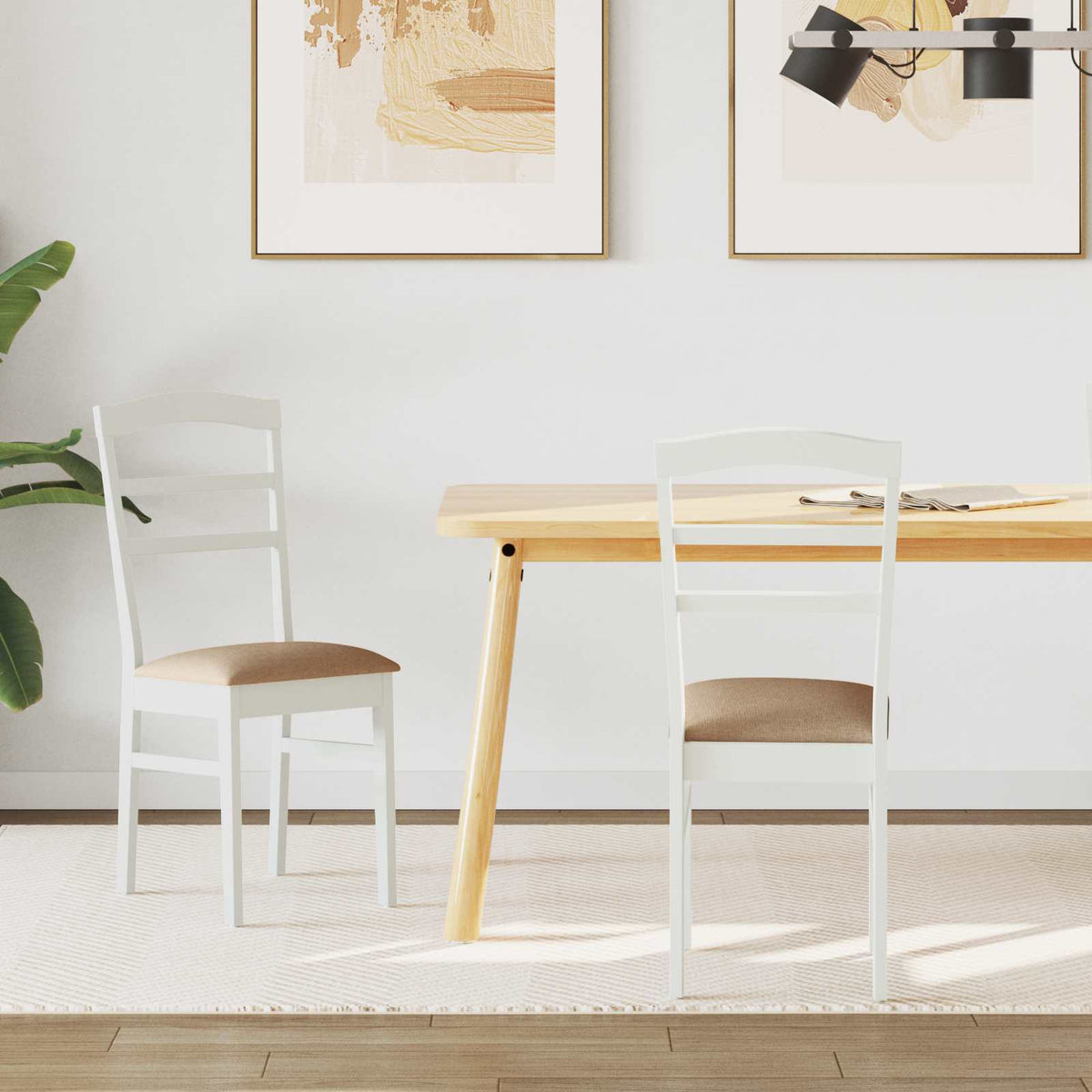 Eetkamerstoel 2 Pcs En Licht Massief Rubberhout