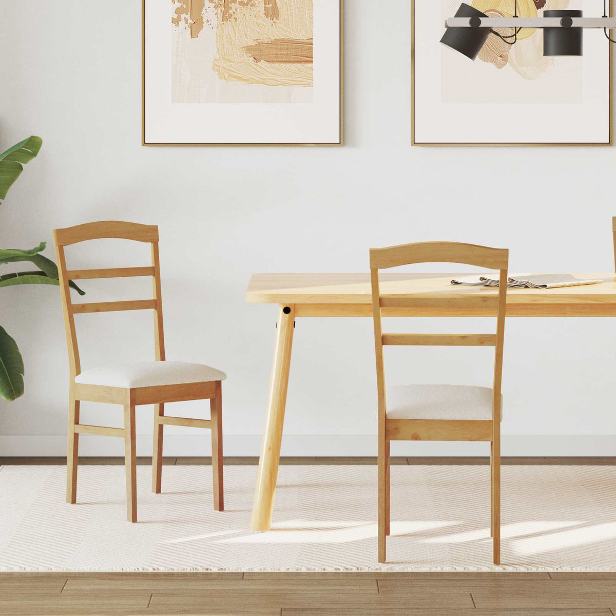 Eetkamerstoel 2 Pcs En Licht Massief Rubberhout