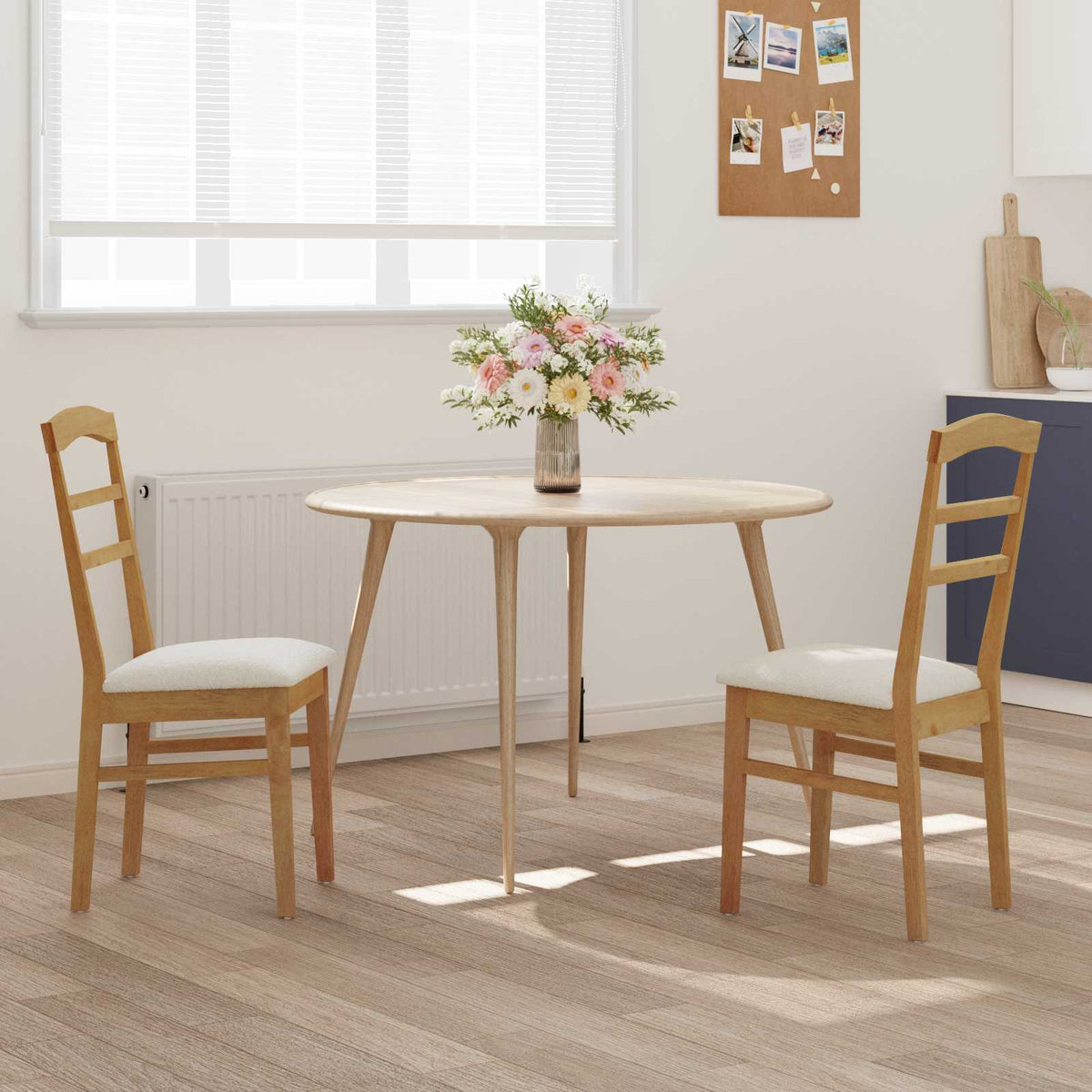 Eetkamerstoel 2 Pcs En Licht Massief Rubberhout